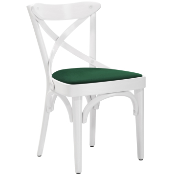 Maudez | Gebogen houten stoel | Hout / Fluweel | Wit / Groen | Gebogen hout