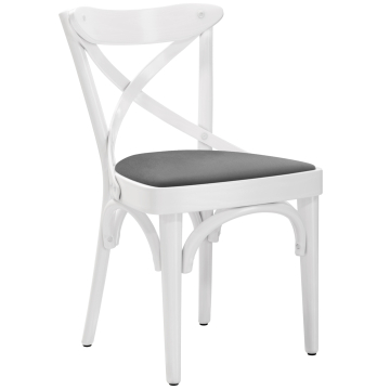 Maudez | Gebogen houten stoel | Hout / Fluweel | Wit / Grijs | Gebogen hout