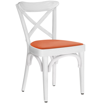 Maudez | Silla de madera doblada | Madera / Terciopelo | Blanco / Naranja | Madera doblada
