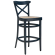 MAUDEZ | Sgabello Bar in Legno Curvato | Intreccio in Rattan | Blu Scuro | Legno Curvato