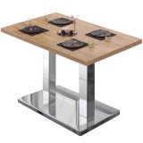 MBM | Bistro Tisch | 120 x 70 x 74,5 cm | Melamin | Eiche / Edelstahl