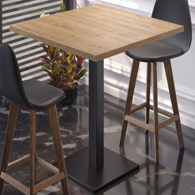 MBM | Bistro Stehtisch | 70 x 70 x 107,5 cm | Melamin | Eiche / Schwarz