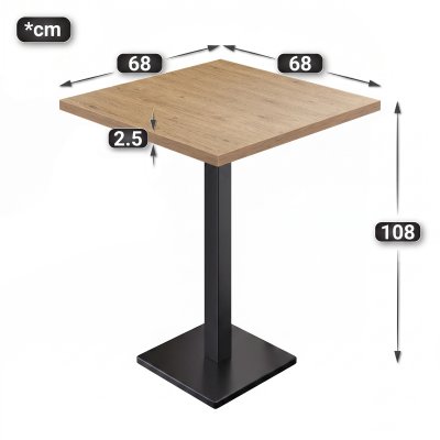 MBM | Bistro Stehtisch | 70 x 70 x 107,5 cm | Melamin | Eiche / Schwarz