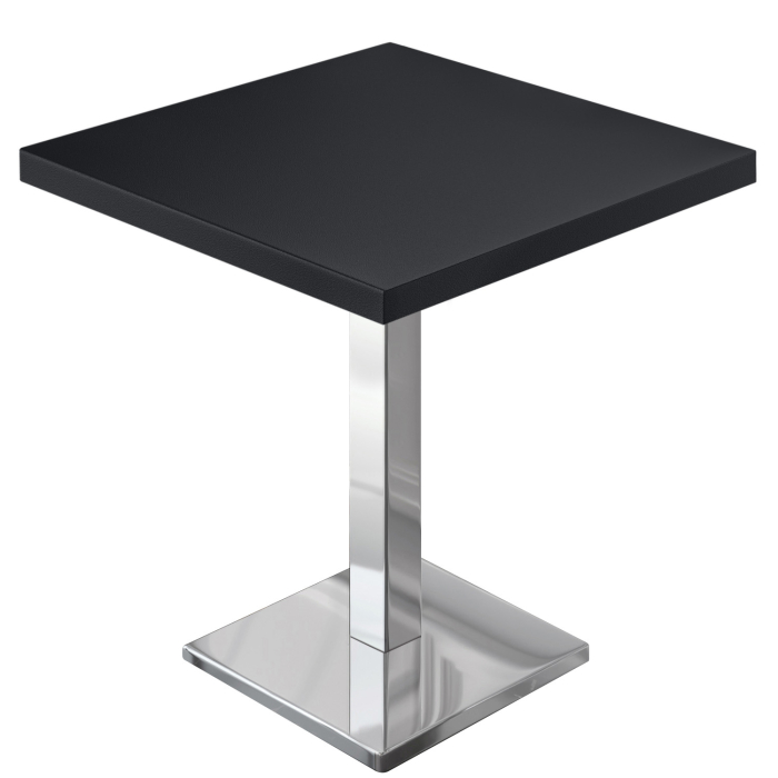 MBM | Bistro Bord | 70 x 70 x 74,5 cm | Melamin | Sort / Rustfrit stål