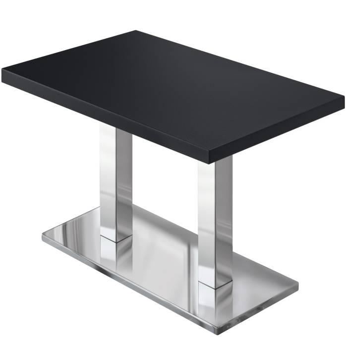 MBM | Bistro Tisch | 120 x 70 x 74,5 cm | Melamin | Schwarz / Edelstahl
