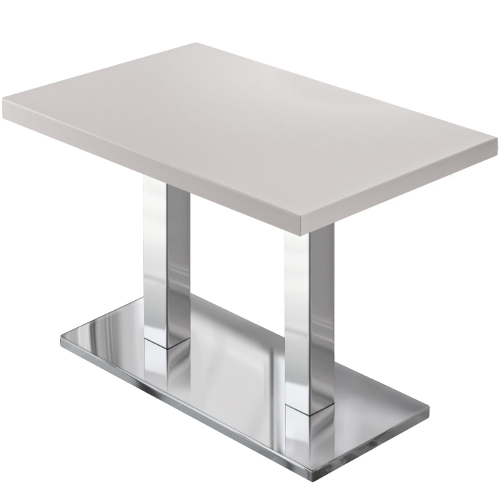 MBM | Bistro Tisch | 120 x 70 x 74,5 cm | Melamin | Weiß / Edelstahl
