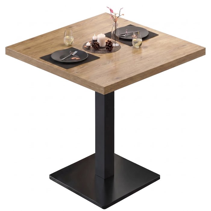 MBM | Bistro Tisch | 70 x 70 x 74,5 cm | Melamin | Eiche / Schwarz