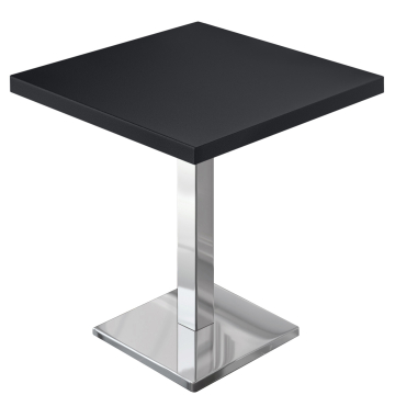 MBM | Bistro-pöytä | 70 x 70 x 74,5 cm | Melamiini | Musta / Ruostumaton teräs