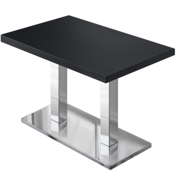 MBM | Bistro Tisch | 120 x 70 x 74,5 cm | Melamin | Schwarz / Edelstahl