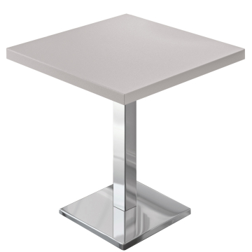 MBM | Stół bistro | 70 x 70 x 74,5 cm | Melamina | Biały / Stal nierdzewna