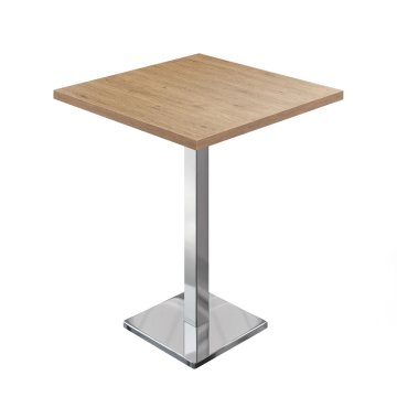 MBM | Bistro Stehtisch | 70 x 70 x 107,5 cm | Melamin | Eiche / Edelstahl