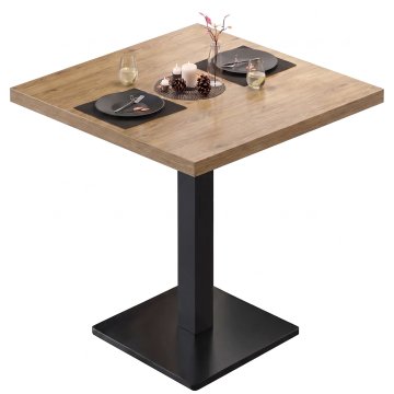 MBM | Bistro Tisch | 70 x 70 x 74,5 cm | Melamin | Eiche / Schwarz