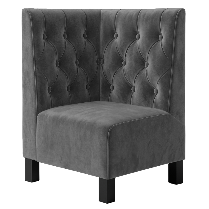 Fischer F | Gastro hjørnebænk | B:H 64 x 120 cm | Grå | Chesterfield | Fløjl