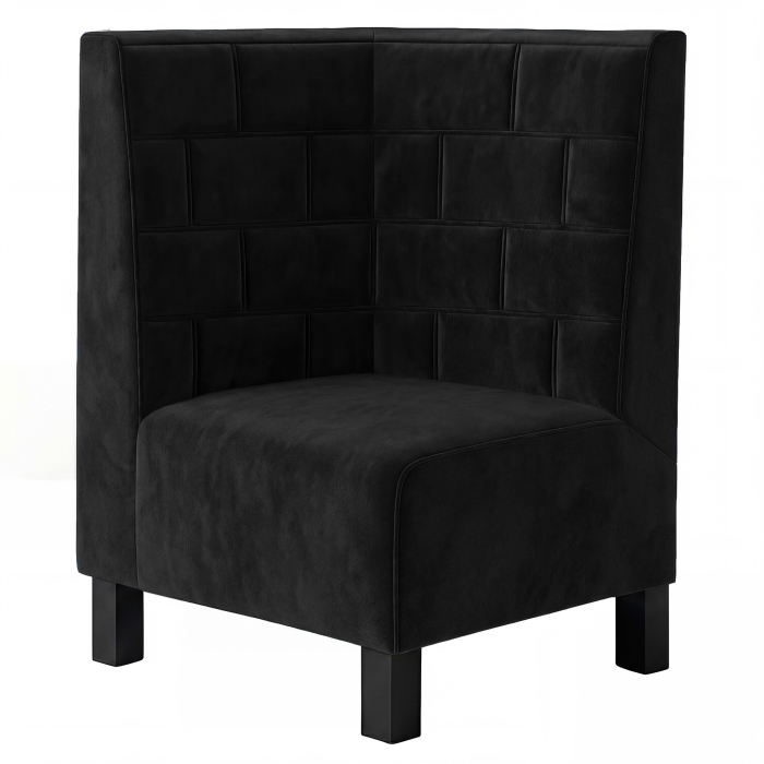 Fischer F | Panca angolare Gastro | L:A 64 x 120 cm | Nero | Pietra | Velluto