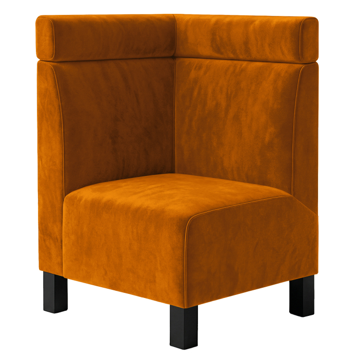 Fischer F | Gastro-kulmapenkki | L:K 64 x 120 cm | Oranssi | Sängynpääty | Sametti