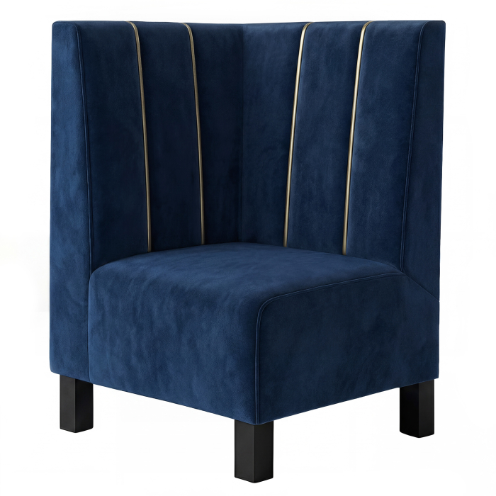 Fischer | Gastrobank F | Gastro Hoekbank | B:H 64 x 100 cm | Blauw | Dubai | Fluweel