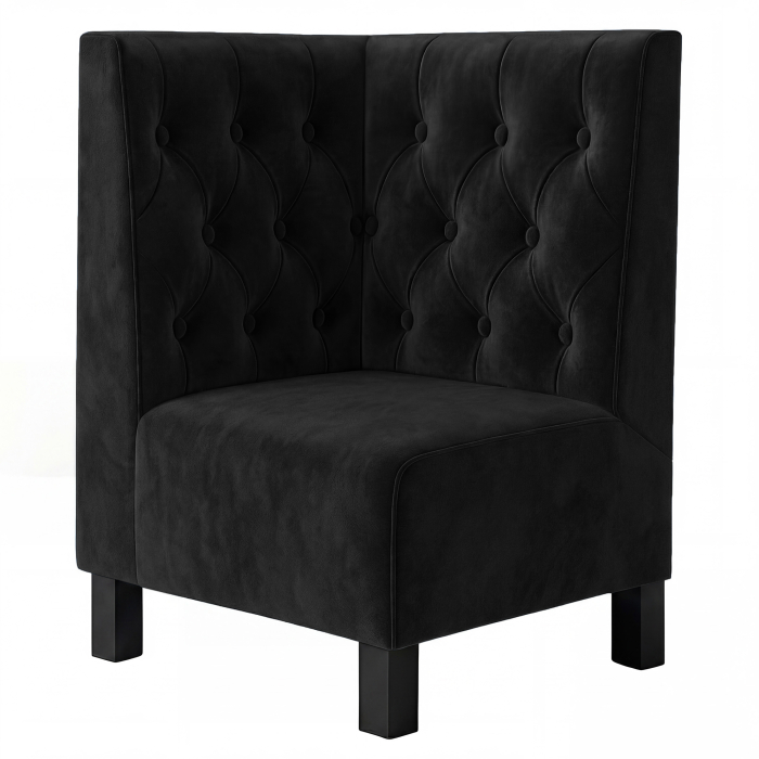 Fischer | Gastrobank F | Gastro Eckbank | B:H 64 x 100 cm | Schwarz | Chesterfield | Samt