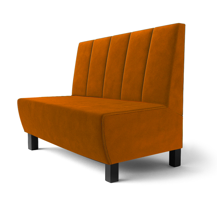 Meyer F | Gastrobank | B:H 100 x 100 cm | Oranje | Gestreept dubbel gestikt | fluweel