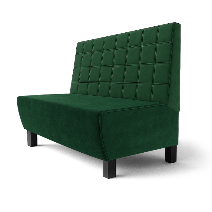 Meyer F | Restaurant bench | W:H 120 x 100 cm | Dark green | Blocks | Velvet