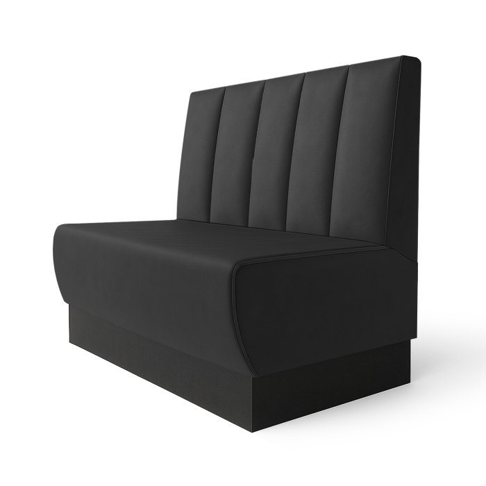 Meyer S | Restaurantbænk | B:H 120 x 100 cm | Sort | Stribet dobbeltsyning | Læder