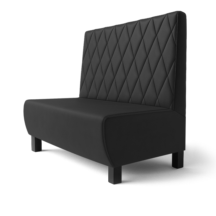 Meyer F | Restaurant bench | W:H 160 x 100 cm | Black | Diamond pattern | Leather