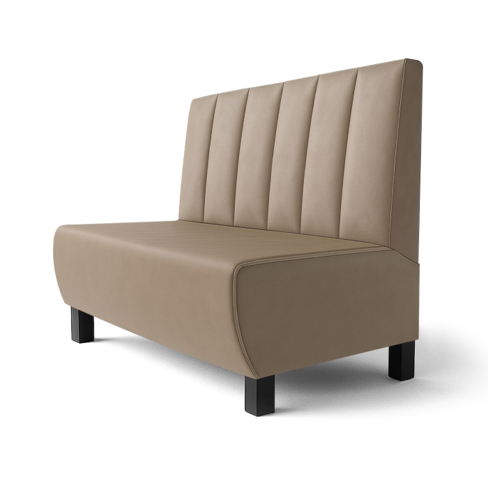 Meyer F | Gastrobank | B:H 160 x 120 cm | Taupe | Tief Gestreift | Leder