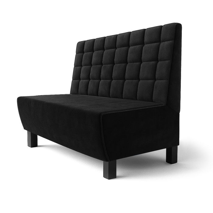 Meyer F | Restaurant bench | W:H 180 x 100 cm | Black | Blocks | Velvet