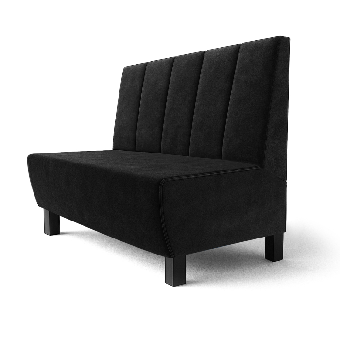 Meyer F | Restaurant bench | W:H 180 x 100 cm | Black | Striped, double stitching | Velvet