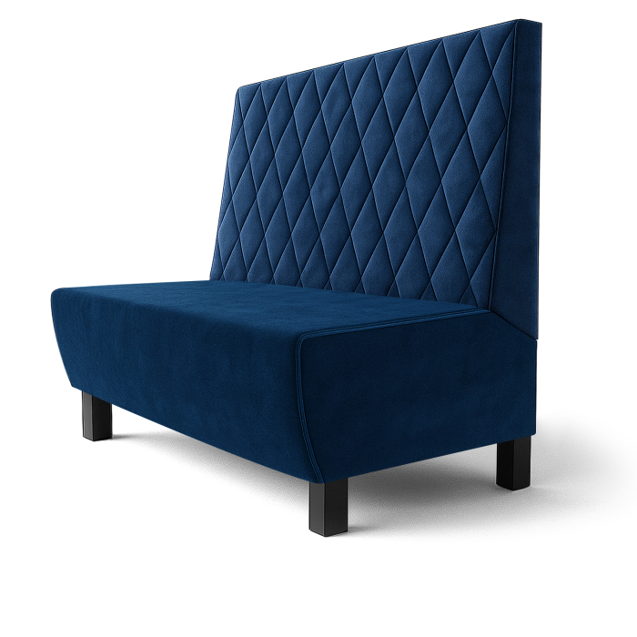 Meyer F | Restaurant bench | W:H 200 x 100 cm | Blue | Diamond pattern | Velvet