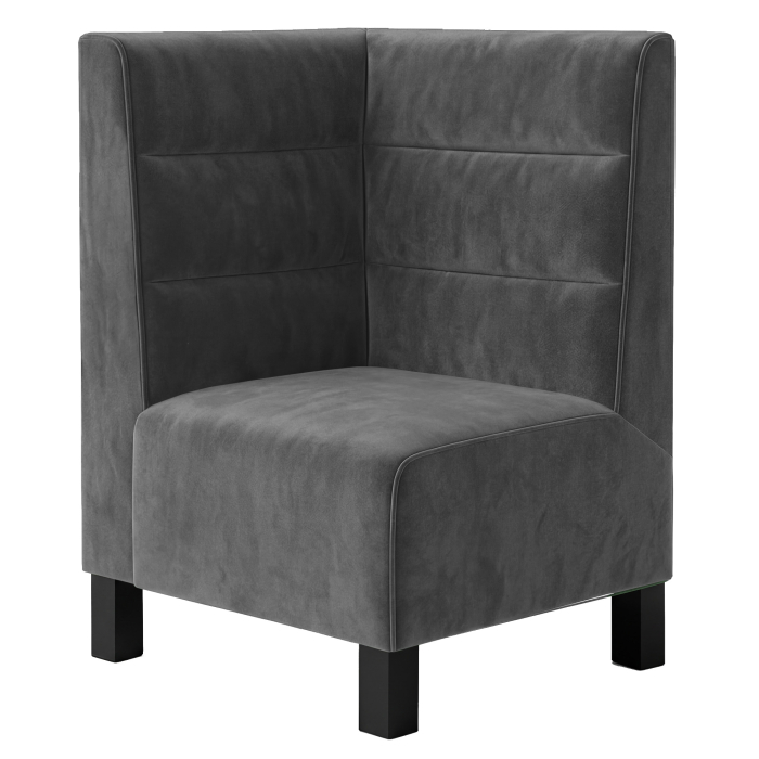 Meyer F | Panca angolare per ristoranti | L:A 64 x 120 cm | Grigio | Righe orizzontali | Velluto