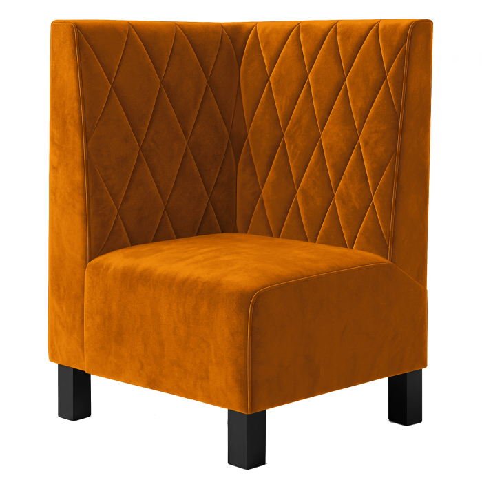 Meyer F | Gastro Eckbank | B:H 64 x 120 cm | Orange | Raute | Samt