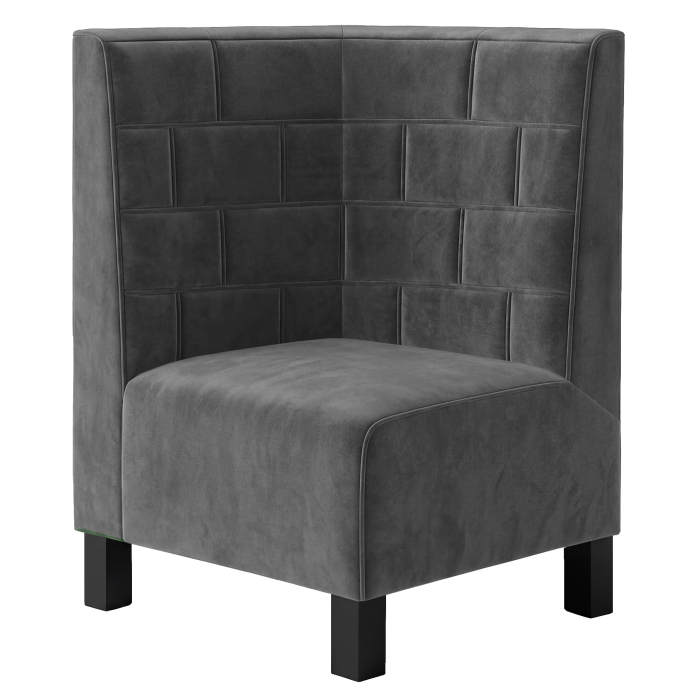 Meyer F | Gastro hjørnebænk | B:H 64 x 90 cm | Grå | Sten | Fløjl