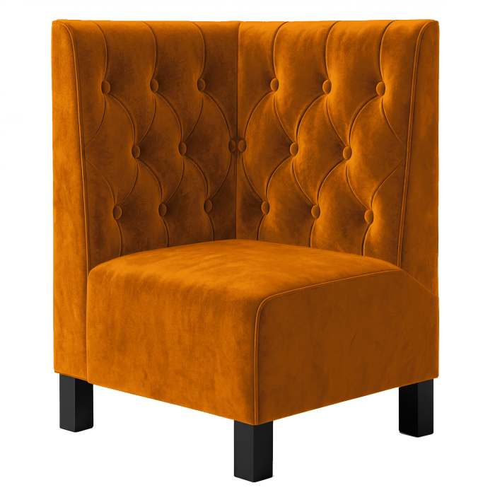 Meyer F | Gastro hjørnebænk | B:H 64 x 90 cm | Orange | Chesterfield | Fløjl