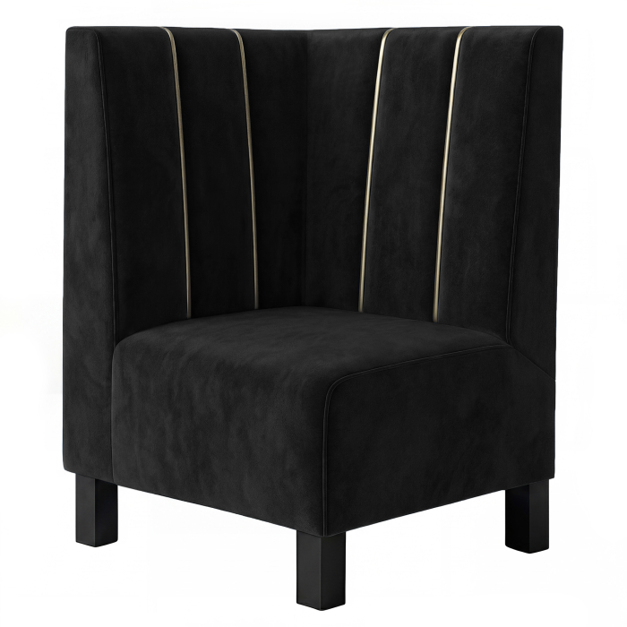 Meyer F | Gastro hjørnebænk | B:H 64 x 90 cm | Sort | Dubai | Fløjl