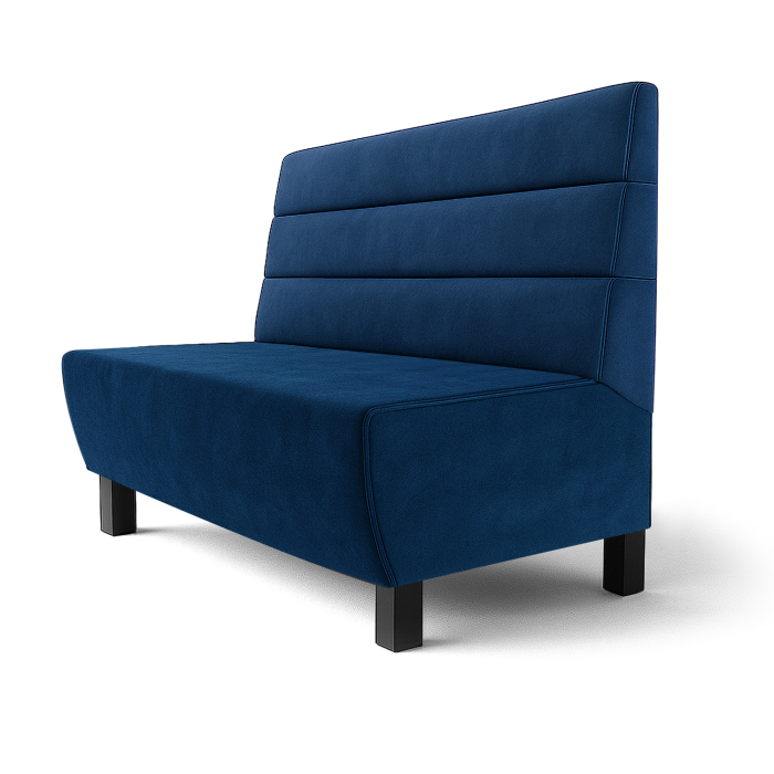 Meyer F | Gastrobank | B:H 120 x 100 cm | Blå | Horisontalt Stripete | Fløyel
