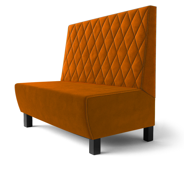Meyer F | Restaurantbænk | B:H 60 x 100 cm | Orange | Diamantmønster | Fløjl