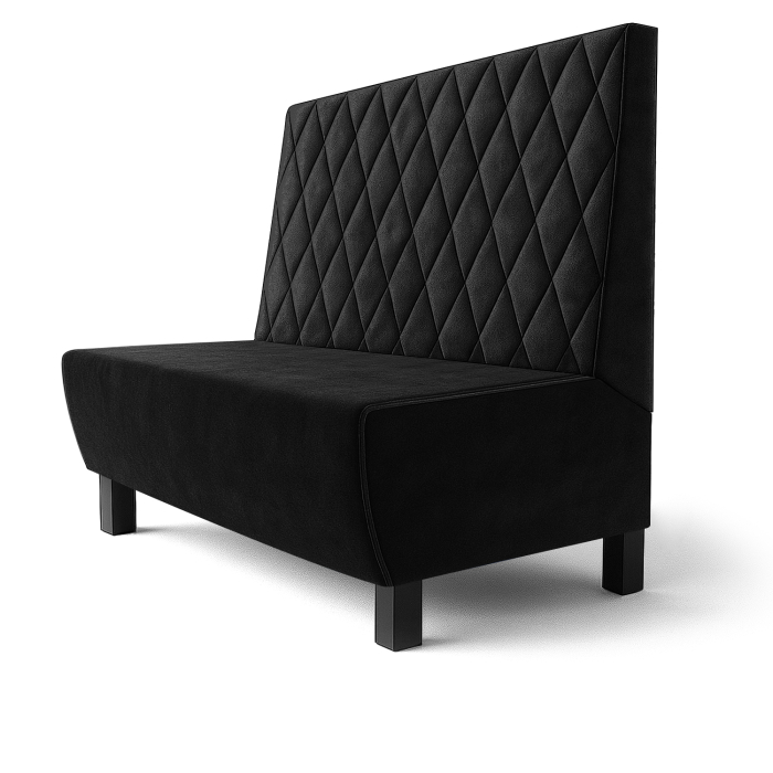 Meyer F | Restaurantbænk | B:H 60 x 120 cm | Sort | Diamantmønster | Læder