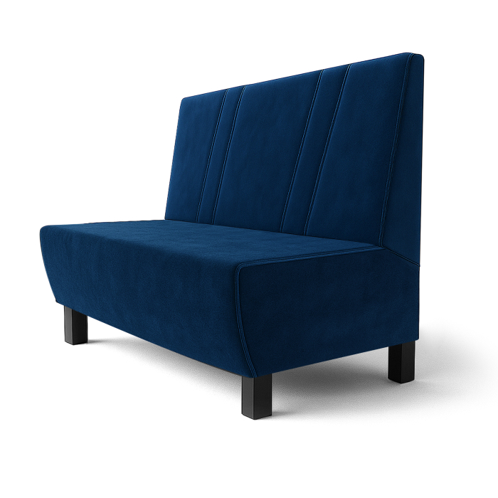 Meyer F | Gastrobank | B:H 60 x 90 cm | Blå | Diagonalt stribet | fløjl