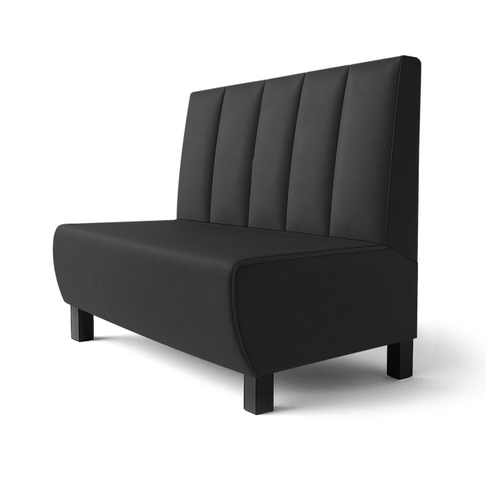 Meyer F | Restaurantbenk | B:H 60 x 90 cm | Svart | Stripete doble sømmer | Skinn