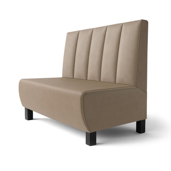 Meyer F | Restaurangbänk | B:H 60 x 90 cm | Taupe | Randig, dubbelsömnad | Läder