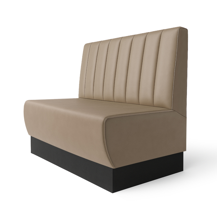Meyer S | Gastrobank | B:H 120 x 120 cm | Taupe | Gestreift| Leder
