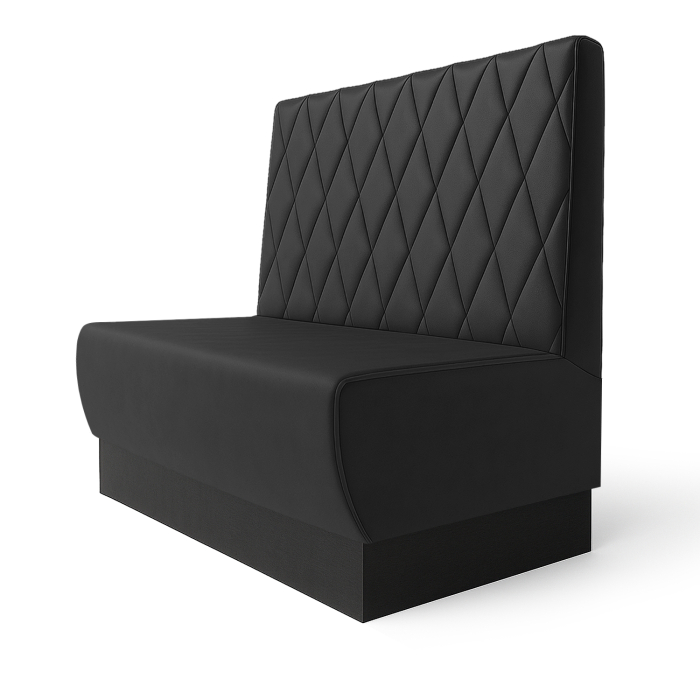 Meyer S | Restaurantbænk | B:H 60 x 120 cm | Sort | Diamantmønster | Læder