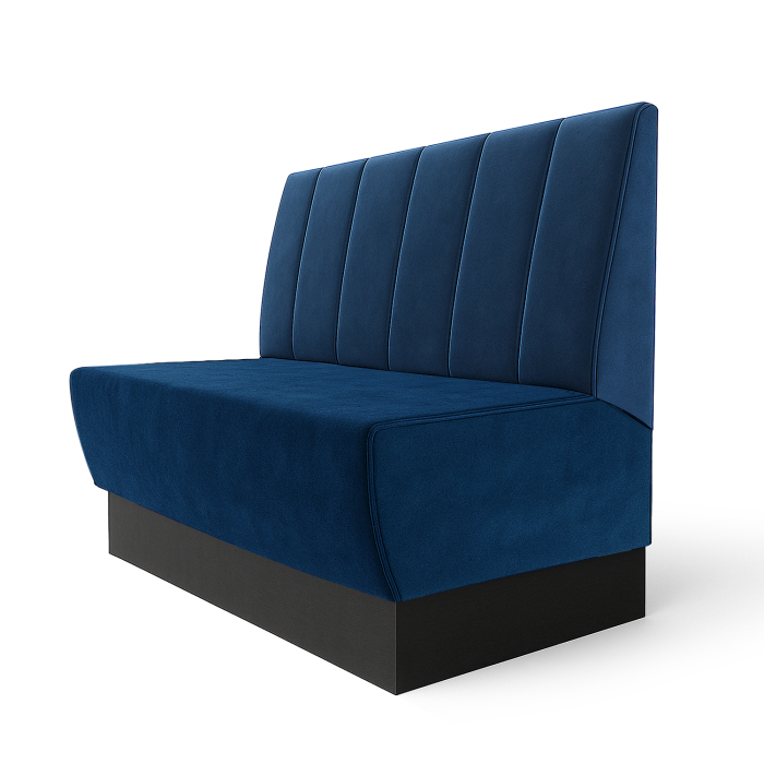 Meyer S | Banc de restaurant | L:H 60 x 90 cm | Bleu | Rayures profondes | Velours