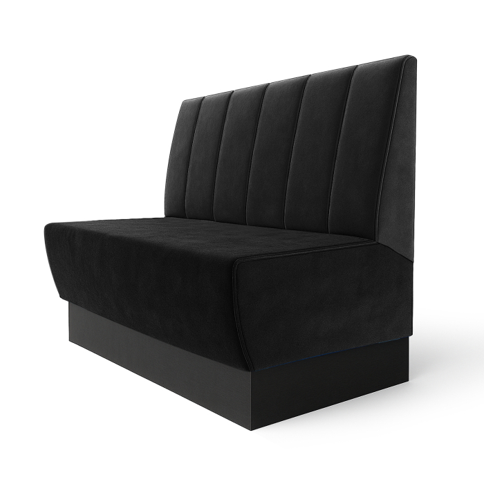 Meyer S | Restaurangbänk | B:H 60 x 90 cm | Svart | Randig, dubbelsömnad | Sammet