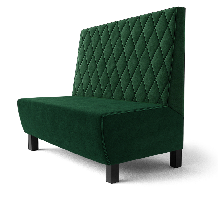 Meyer F | Restaurantbænk | B:H 60 x 100 cm | Mørkegrøn | Diamantmønster | Fløjl