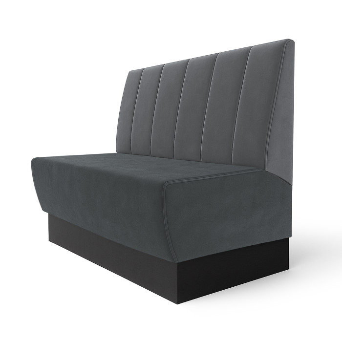 Meyer S | Banquette gastro | L:H 60 x 120 cm | Gris | Double couture rayée | Velours