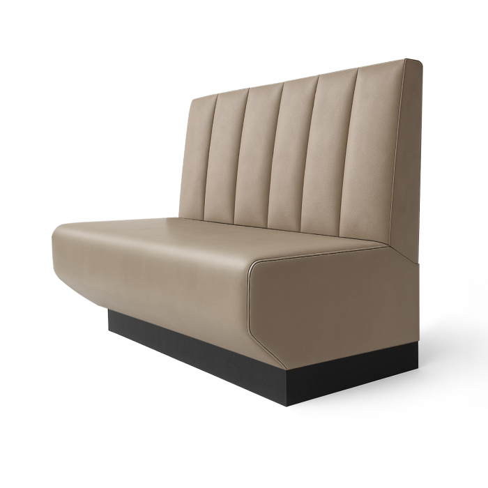 Wagner S | Gastrobank | B:H 100 x 100 cm | Taupe | Tief Gestreift | Leder