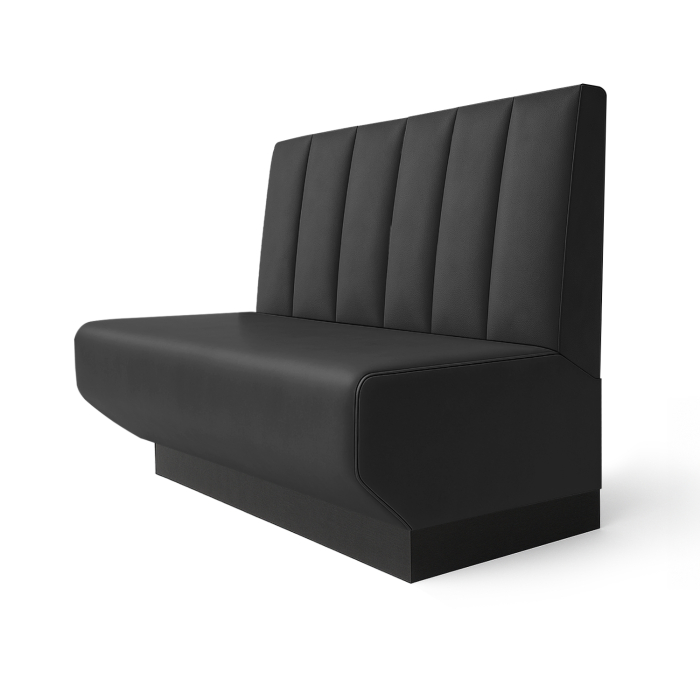 Wagner S | Gastrobank | B:H 100 x 100 cm | Zwart | Gestreept Dubbele Naad | Leer