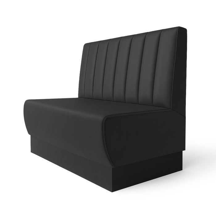 MEYER | Gastrobank med sockel | B:H 120 x 103 cm | Svart | Randig | Läder