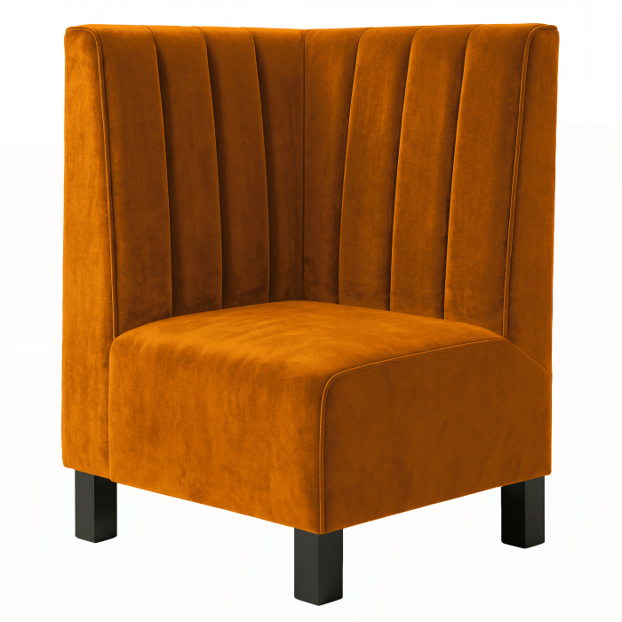 Schmidt F | Gastro Eckbank | B:H 64 x 100 cm | Orange | Gestreift 12 cm | Samt